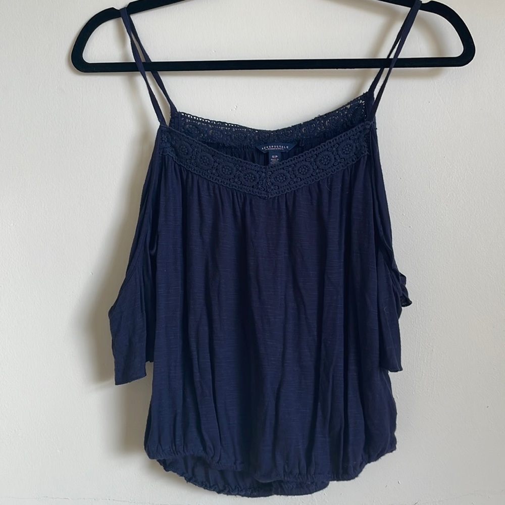 Navy off the shoulder American Eagle tank top